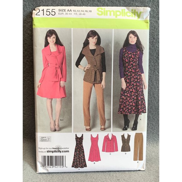 Simplicity Misses Coat Dress Shirt Pant Sewing Pattern sz 10-18 2155 - uncut - Picture 1 of 3